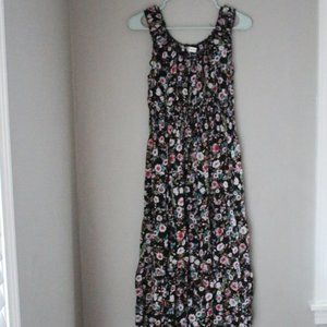 Floral Black Pink Simply Couture Cinched Mididress